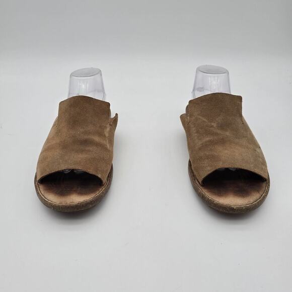 Born Sandals Womens 11 Brown Mesilla Flats Open Toe Slides Slip On Leather Suede - Picture 3 of 12
